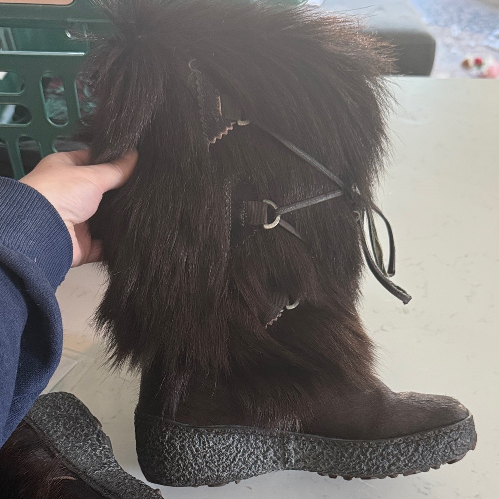 Pajar Dark Brown Furry Boots